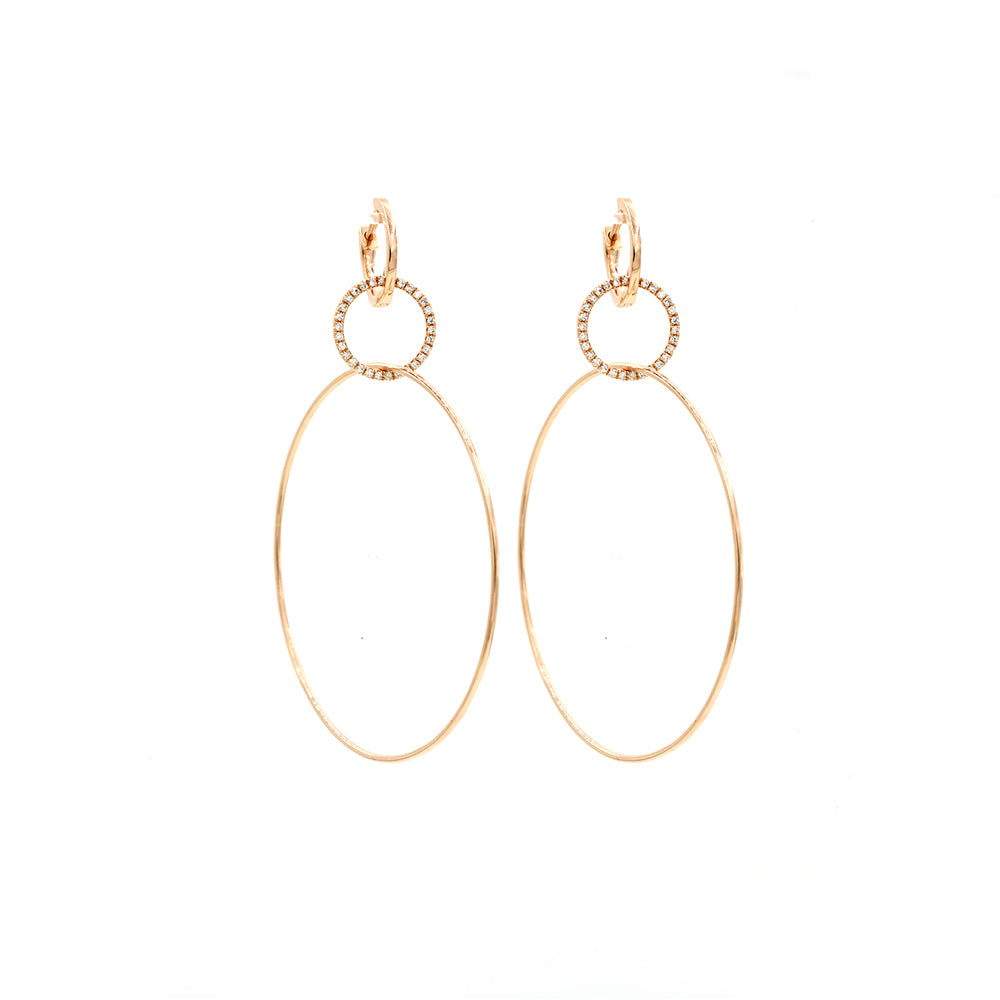 14k Rose Gold and Diamond Hoop Circles