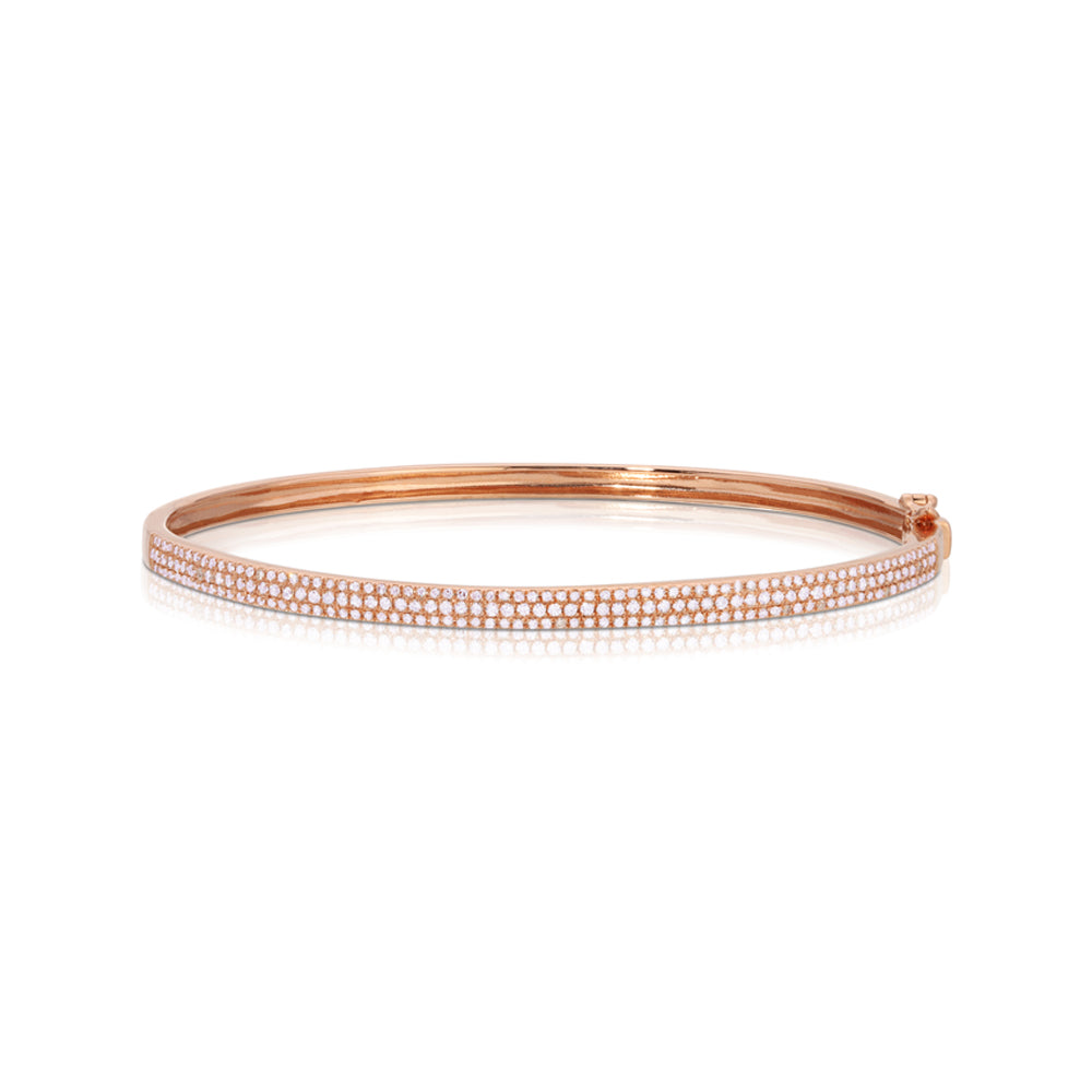 14K Rose Gold Diamond Pave Partial Bangle