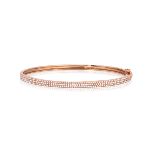 14K Rose Gold Diamond Pave Partial Bangle