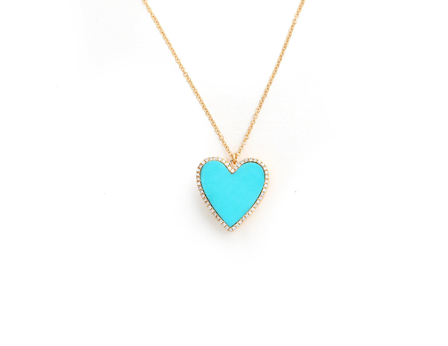 14k Yellow Gold and Turquoise Heart Locket