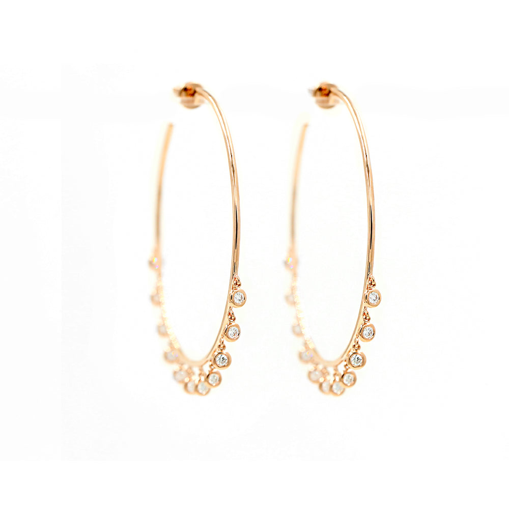 Yellow Gold Inch Rose Gold Hoop Earrings 14KT Rose Gold Inch Hoops