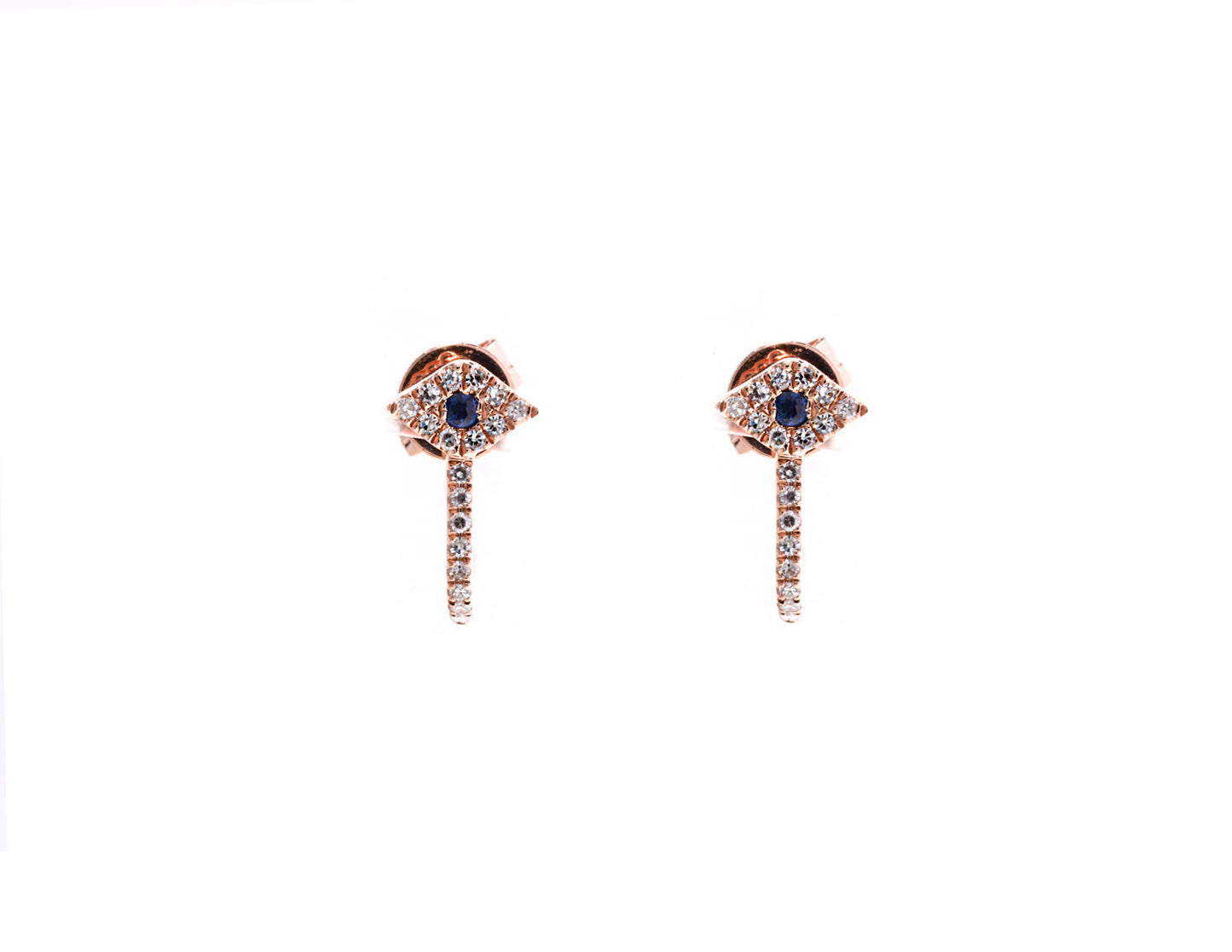 14K Rose Gold Diamond Pave Evil Eye Semi Huggy