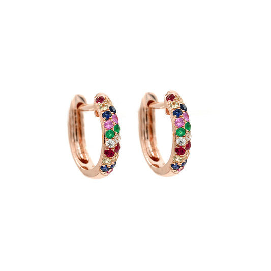 14k Rose Gold Rainbow Sapphire Huggy