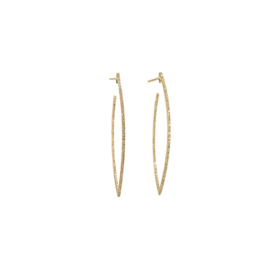 14KT Yellow Gold Diamond Pave Marquis Shape Hoop