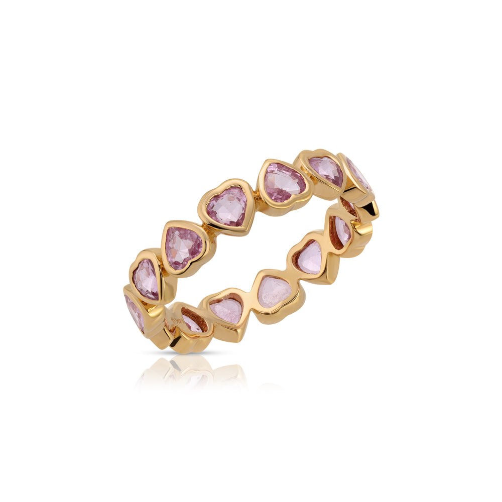 14K Rose Gold Pink Sapphire Multiple Heart Ring