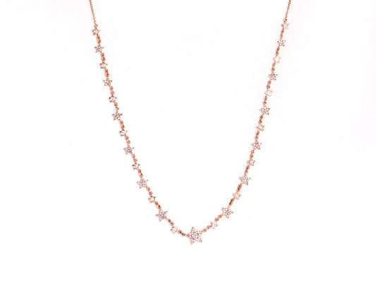 14K Rose Gold Diamond Pave Multiple Star Necklace