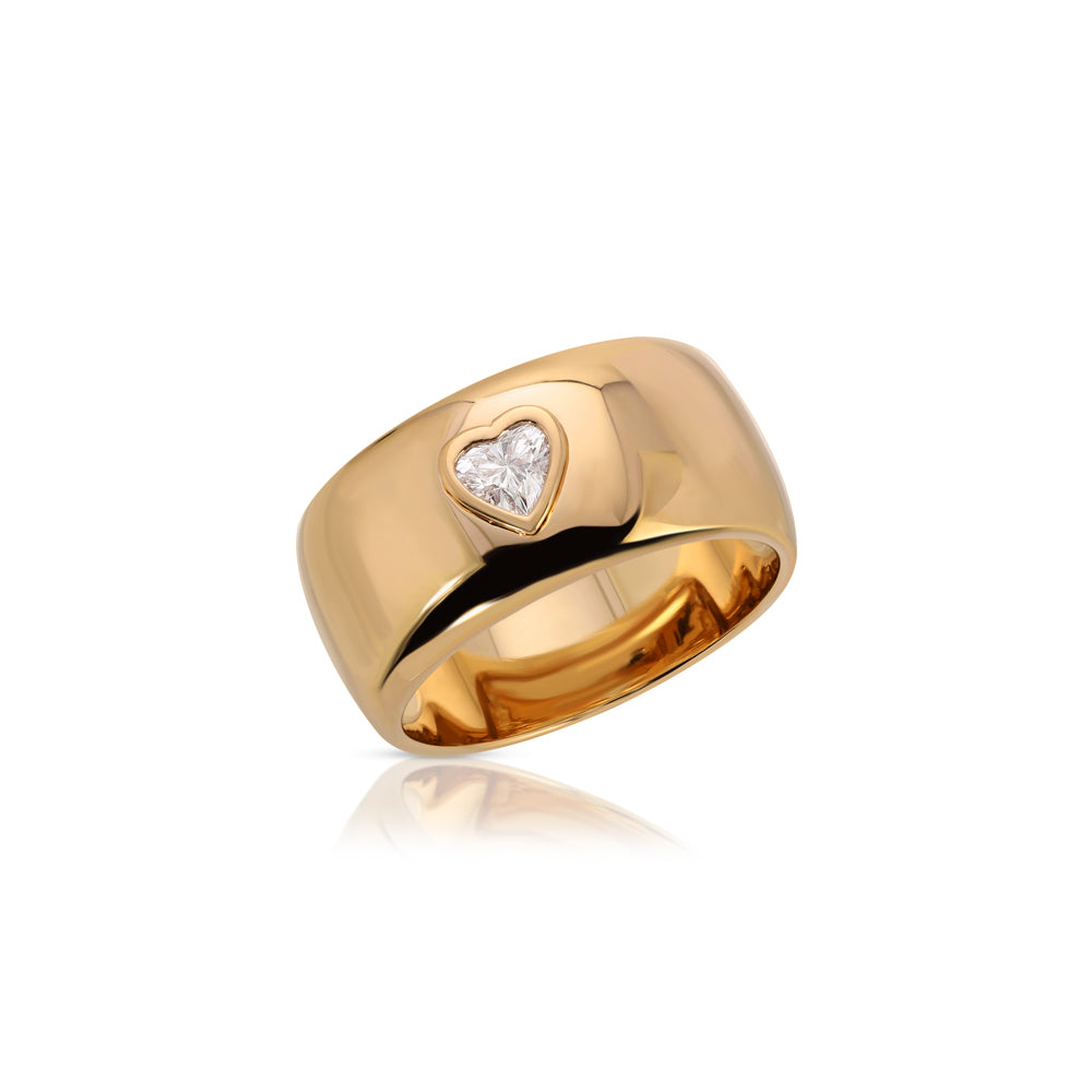 14K Rose Gold Diamond Heart Cigar Band