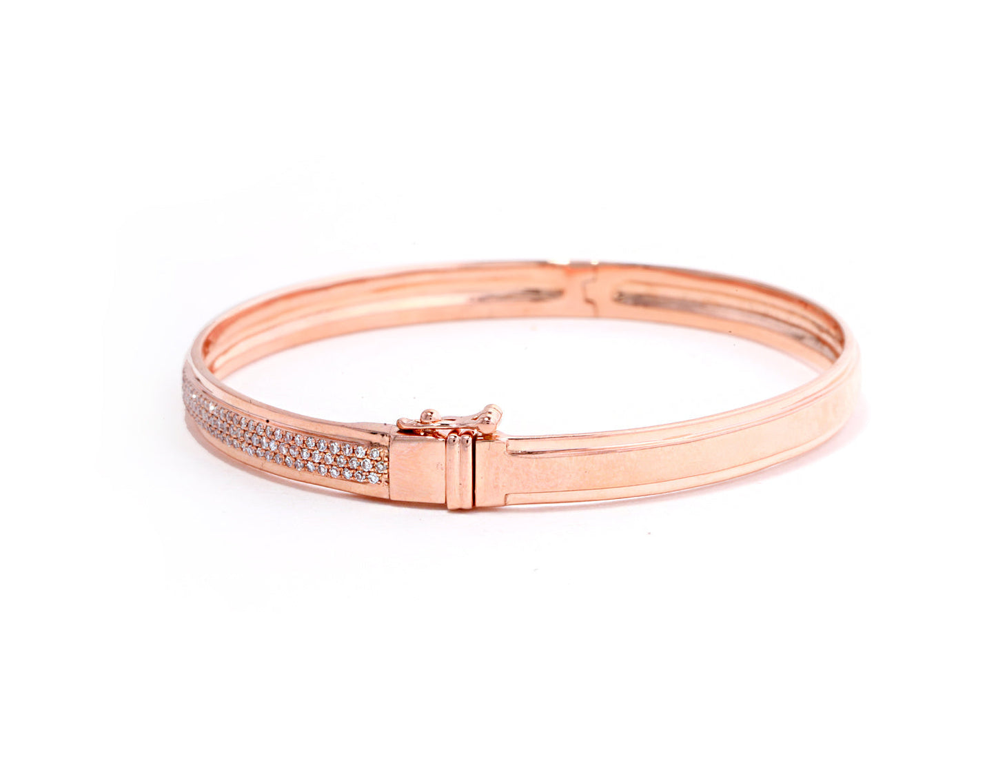 14k Rose Gold and Diamond Bangle