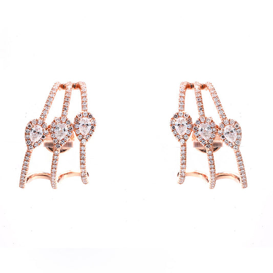 14K Rose Gold and Diamond Pave and Diamond Ear Cuff