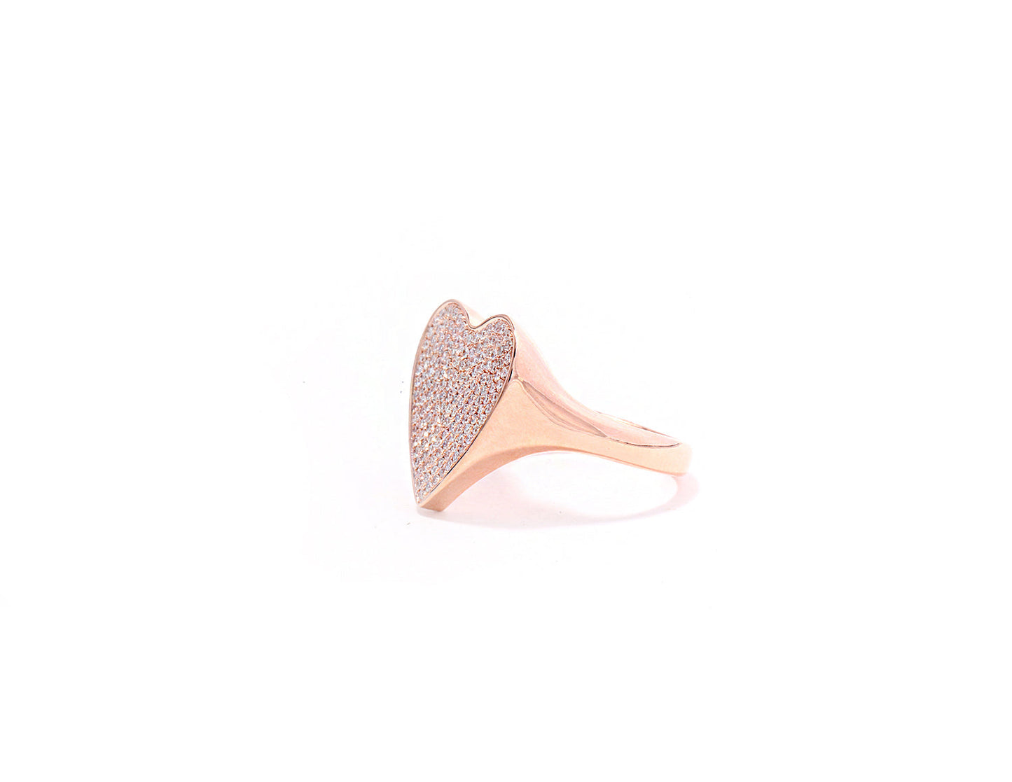 14k Rose Gold and Diamond Pave Heart Ring