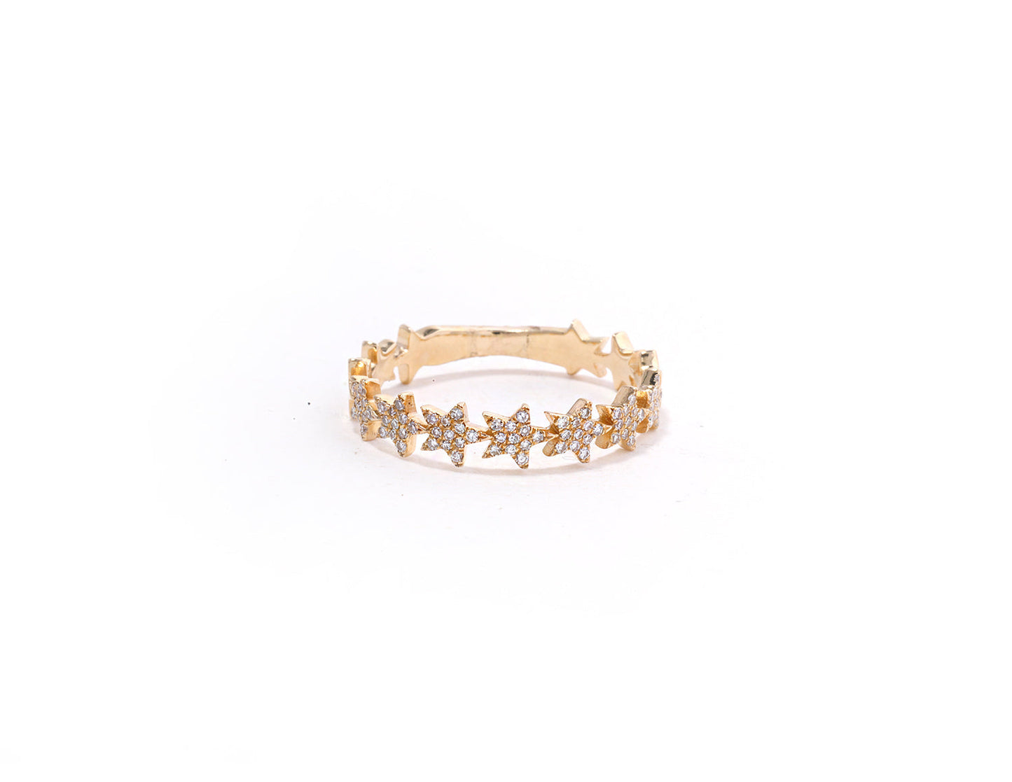 14k Rose Gold and Diamond Pave Star Band