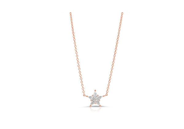 14K Rose Gold Diamond Star Necklace