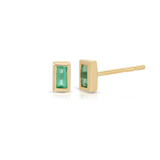 14K Yellow Gold Emerald Studs