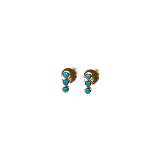14k Rose Gold Turquoise Bezel Set Bar Studs