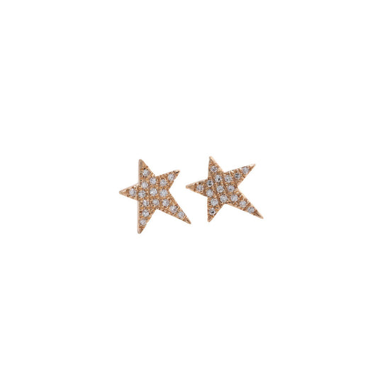 14k yellow gold diamond funky star studs
