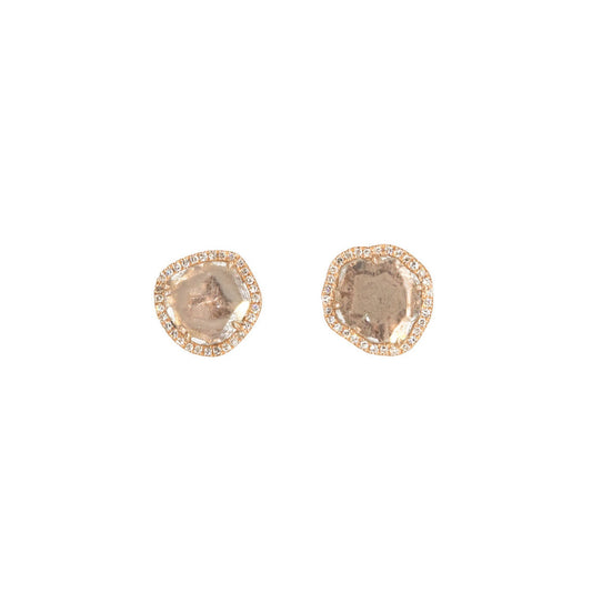 14KT Rose Gold Diamond Pave and Diamond Slice Studs