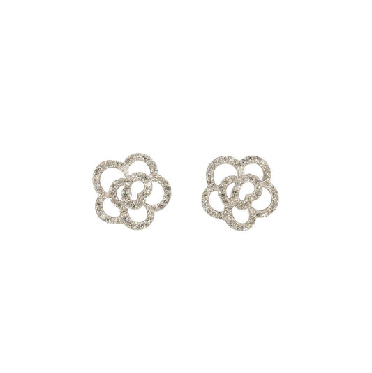 14KT White Gold Diamond Pave Jumbo Rose Studs