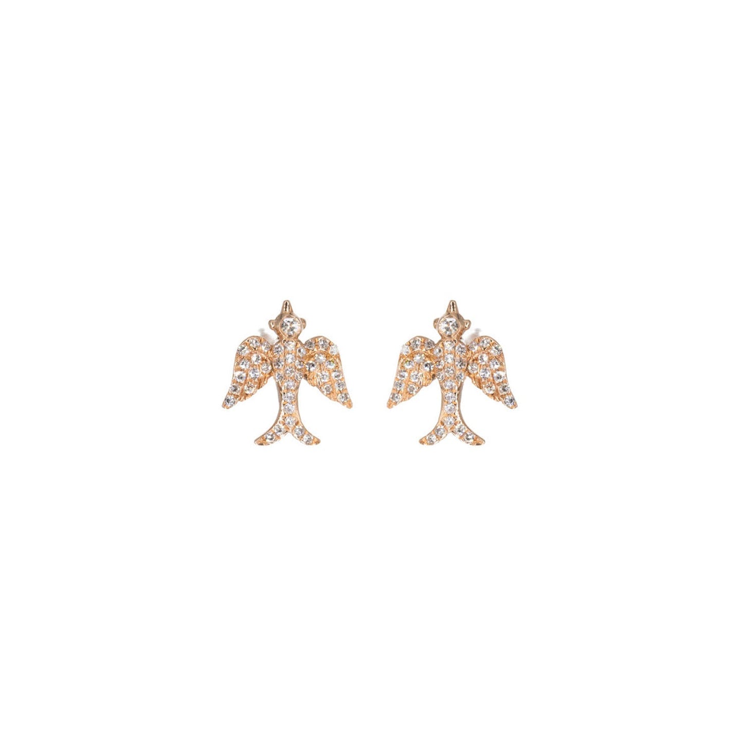 14KT Rose Gold Diamond Pave Bird Studs