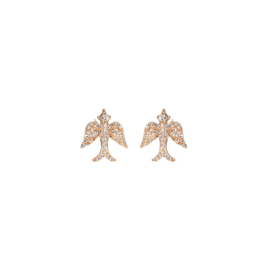 14KT Rose Gold Diamond Pave Bird Studs