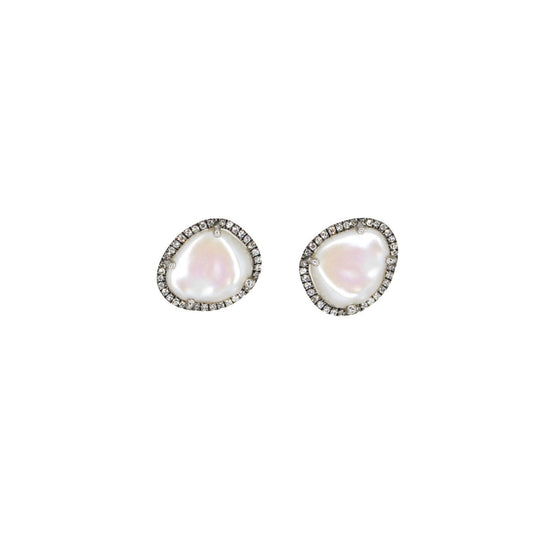 14KT Black Rhodium Mabe Pearl Studs