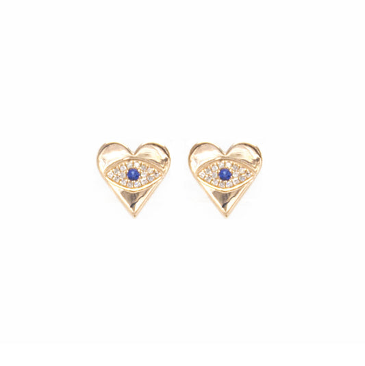 Rose Gold , Sapphire Diamond and Evil Eye Studs
