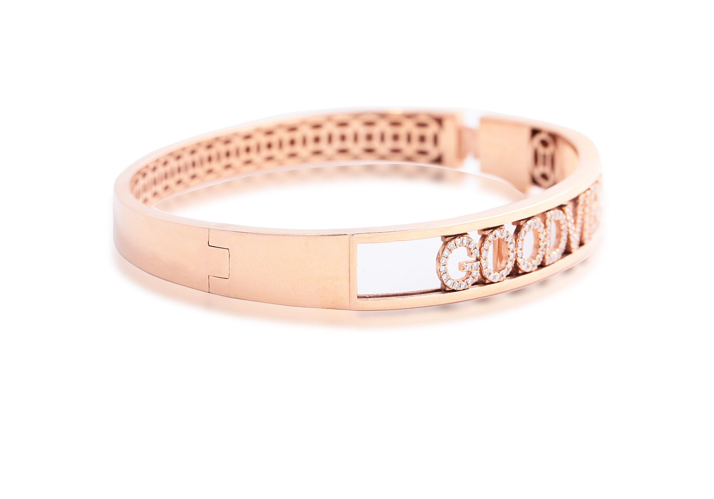 18K Gold Diamond Pave "GOOD VIBES" Bracelet