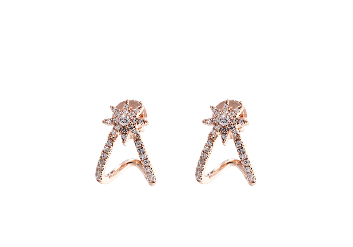 14K Rose Gold Diamond Pave Starburst Huggy