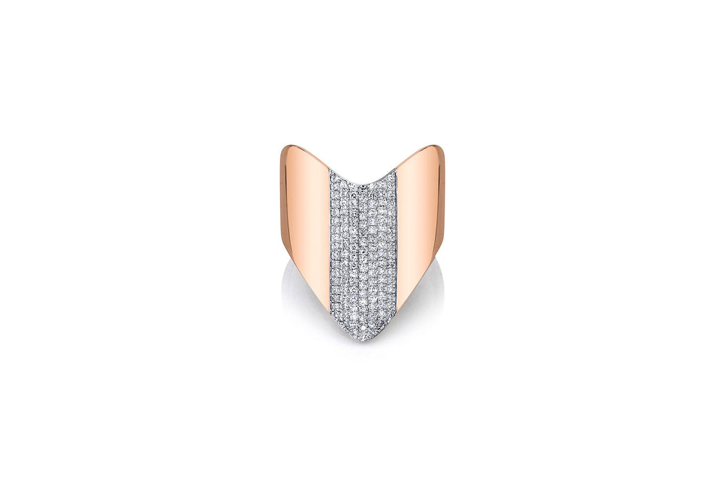 14k Rose Gold and Diamond Pave Chevron Ring