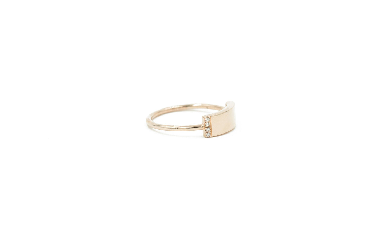 14KT Rose Gold and Diamond Engraveable Name Plate Ring