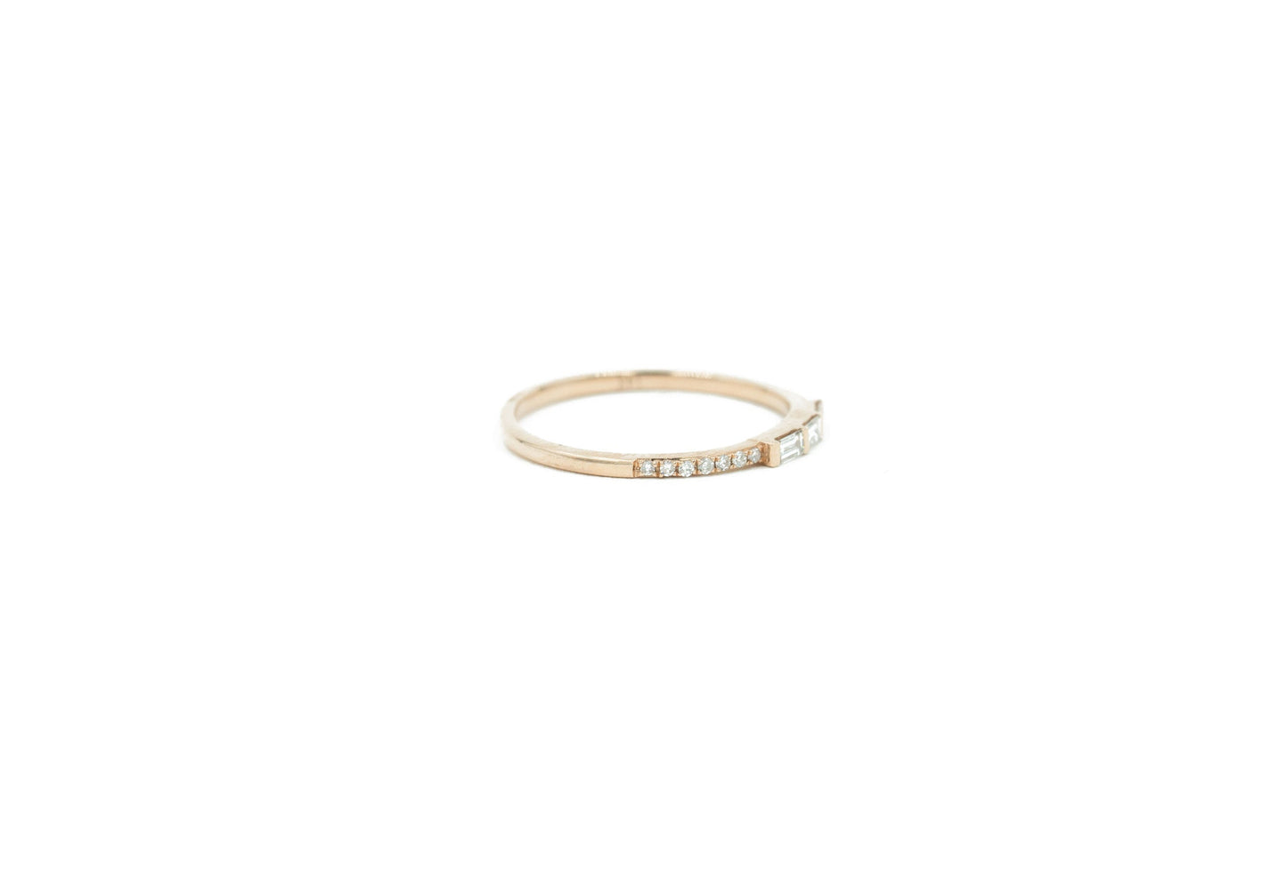 14KT Rose Gold Diamond Pave and Diamond Baguette Band
