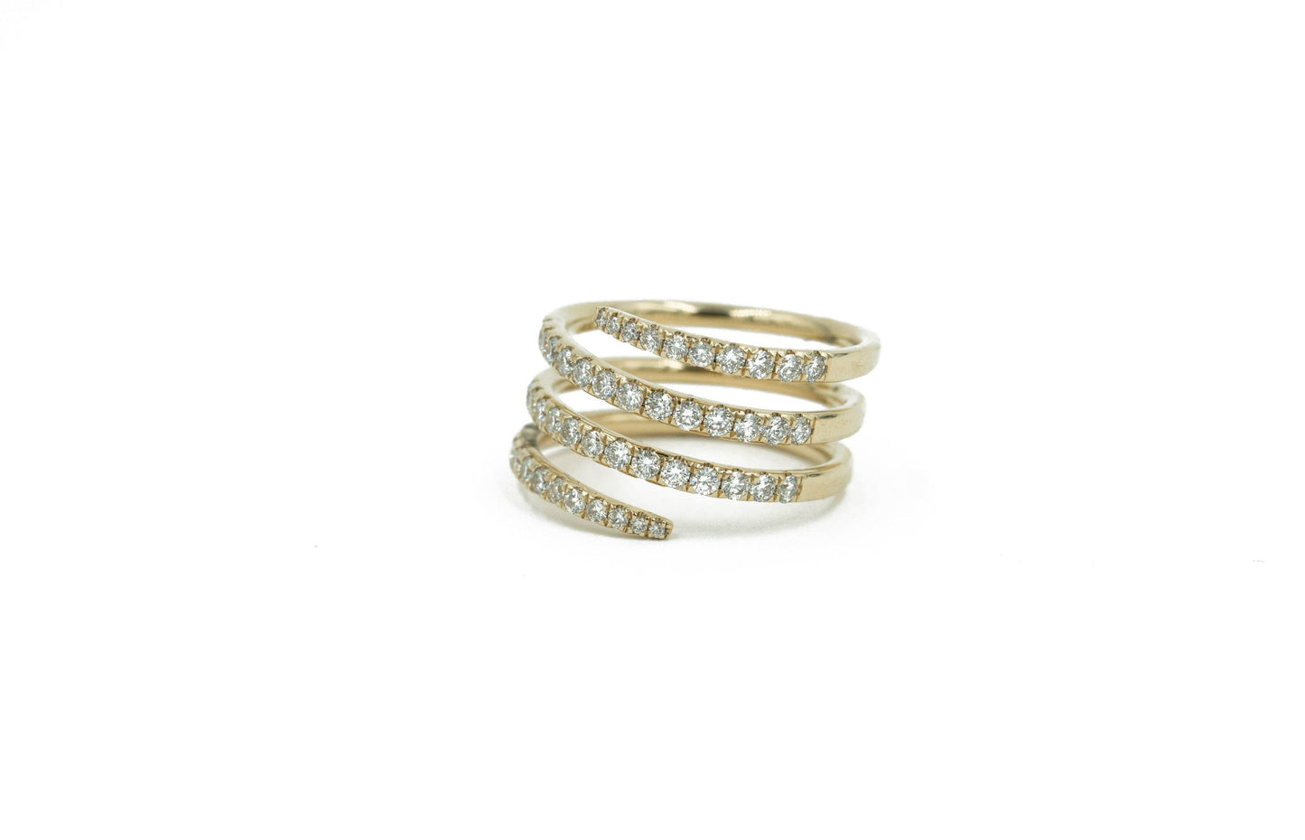 14KT Yellow Gold Diamond Four Row Swirl Ring