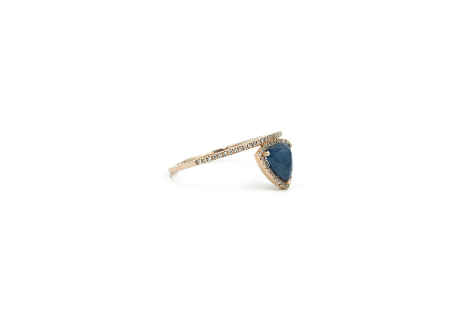 14KT Rose Gold Diamond Pave and Sapphire Slice Ring