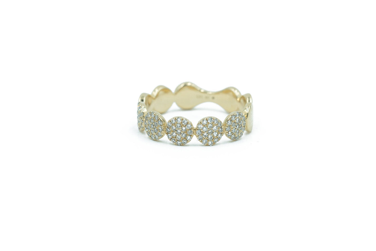 14KT Yellow Gold Diamond Pave Multiple Circles Ring