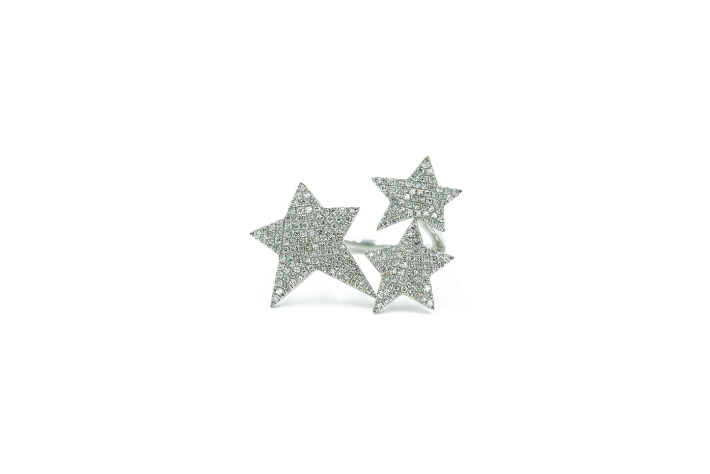 14KT Diamond Pave Triple Star Ring