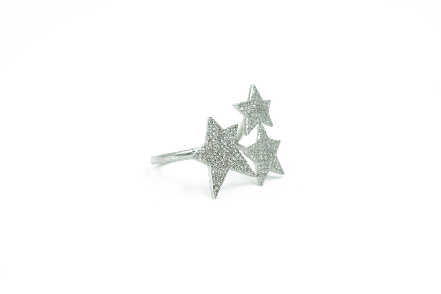 14KT Diamond Pave Triple Star Ring