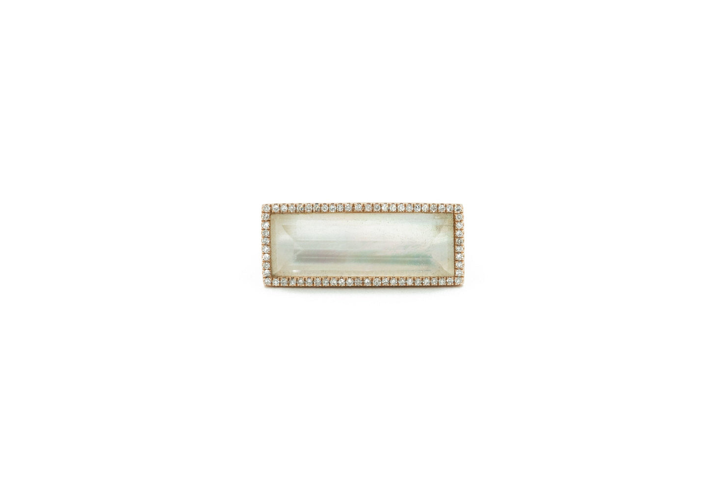 14KT Rose Gold Diamond Pave and Mother of Pearl Ring
