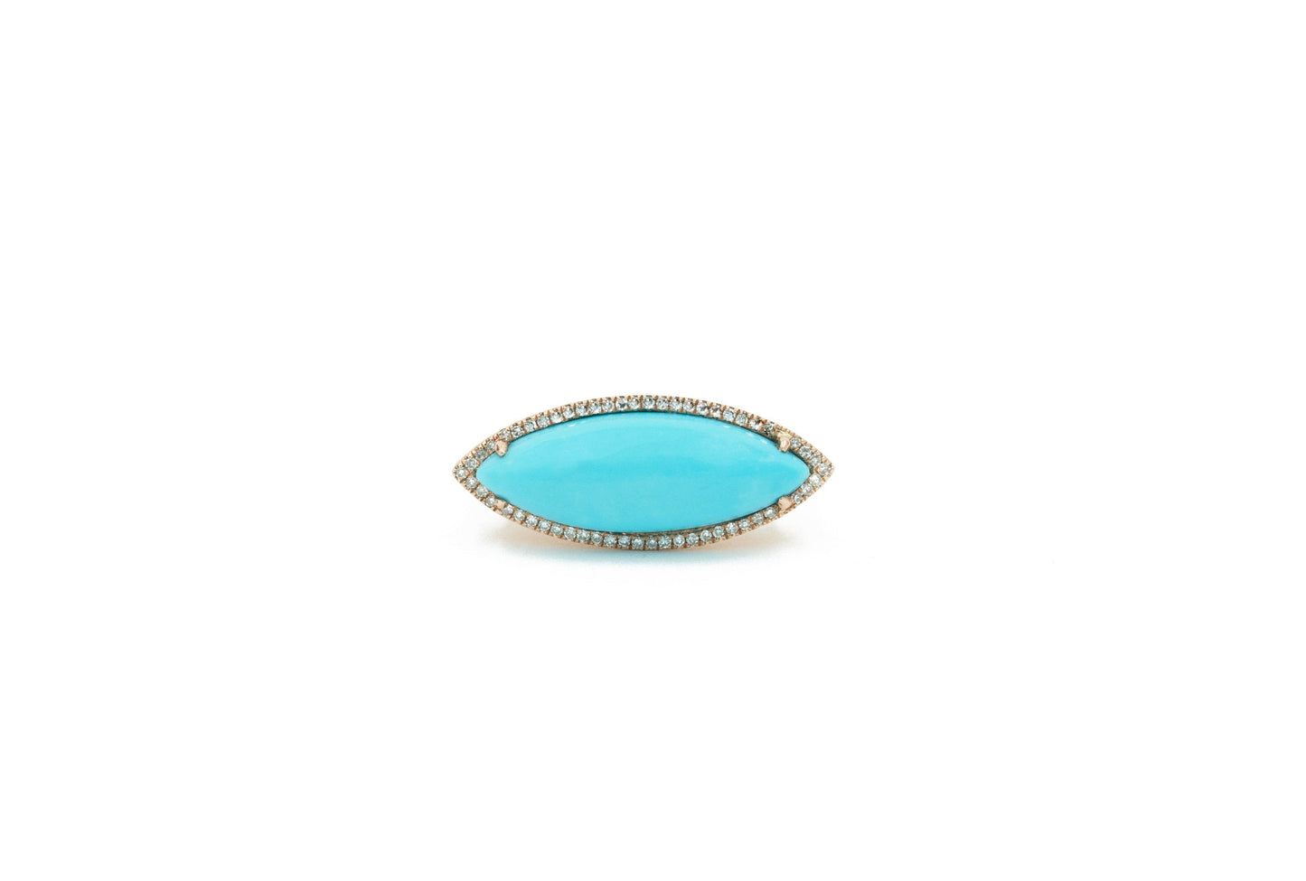 14KT Rose Gold Diamond Pave and Turquoise Ring