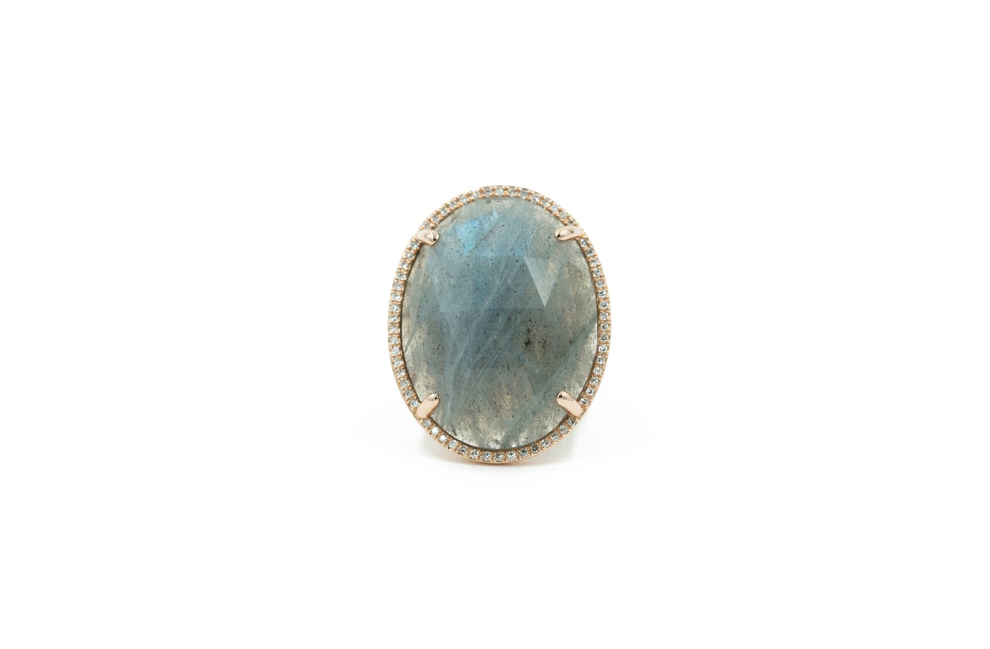 14KT Rose Gold and Diamond Pave Labradorite Ring