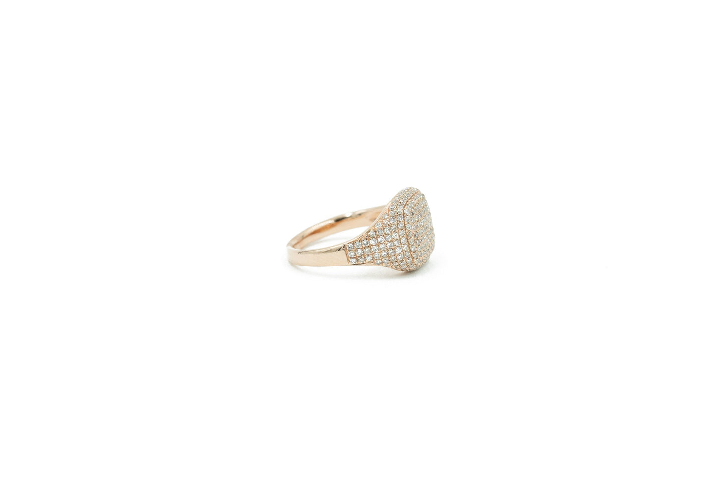 14KT Rose Gold Diamond Pave Cushion Pinky Ring