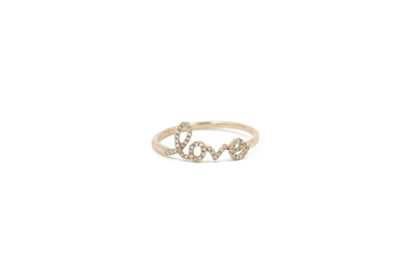 14KT Rose Gold Diamond Pave Love Ring