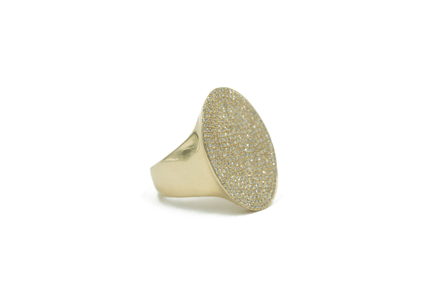 14KT Yellow Gold Diamond Pave Oval Ring