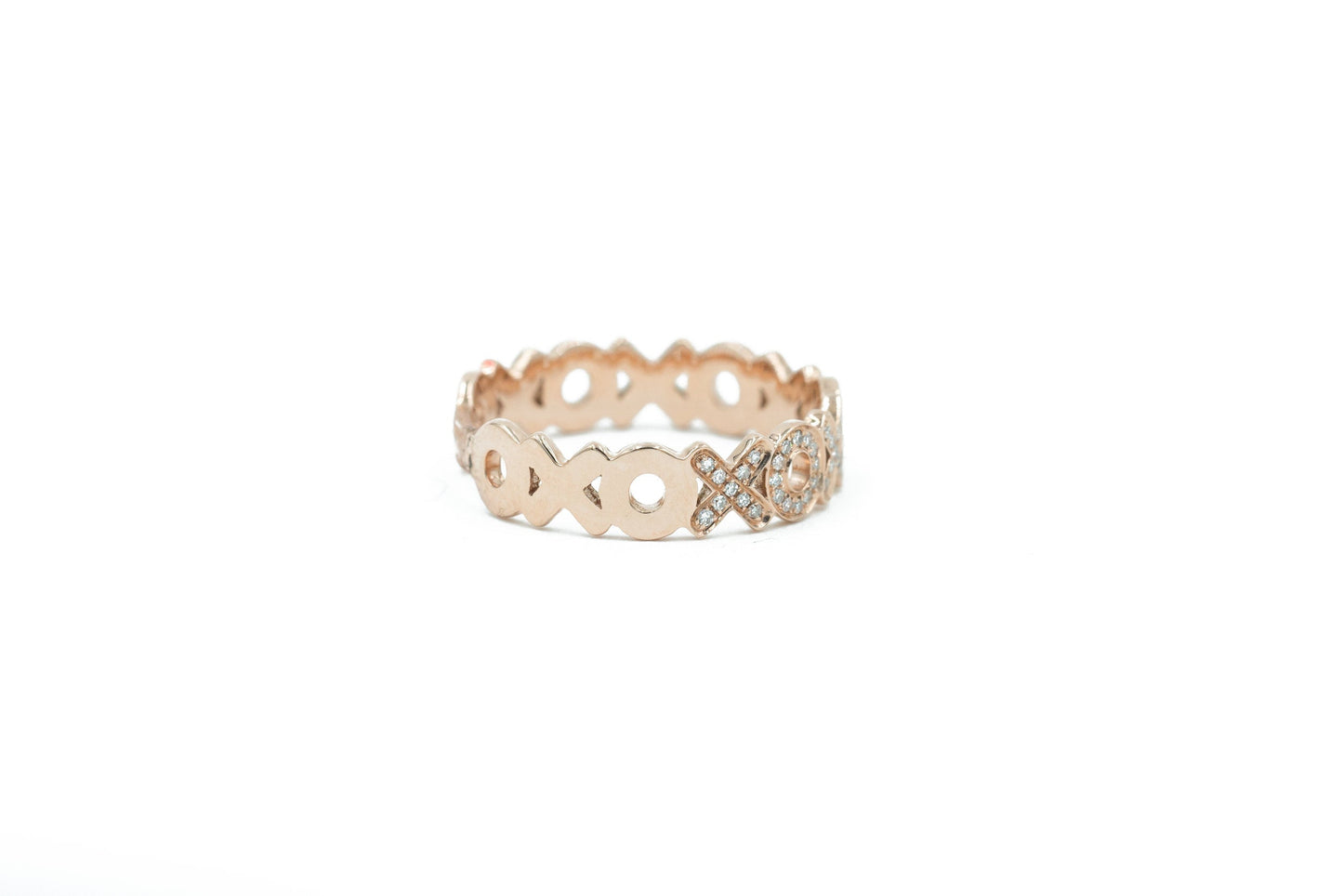 14KT Rose Gold Diamond Pave XOXO Band