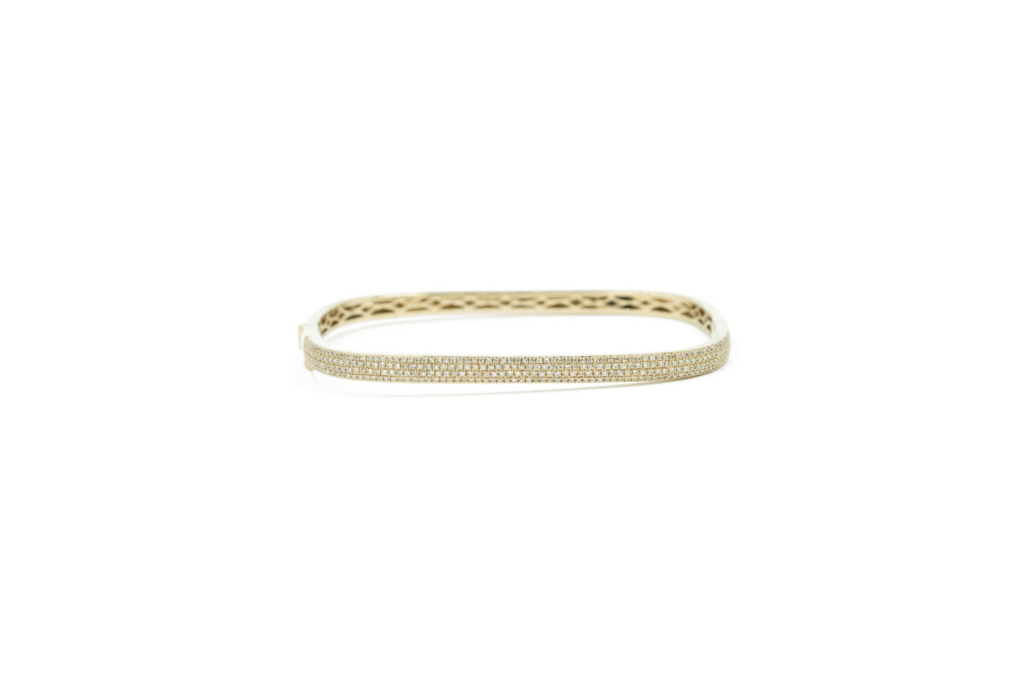 14KT Yellow Gold Diamond Pave Square Bangle
