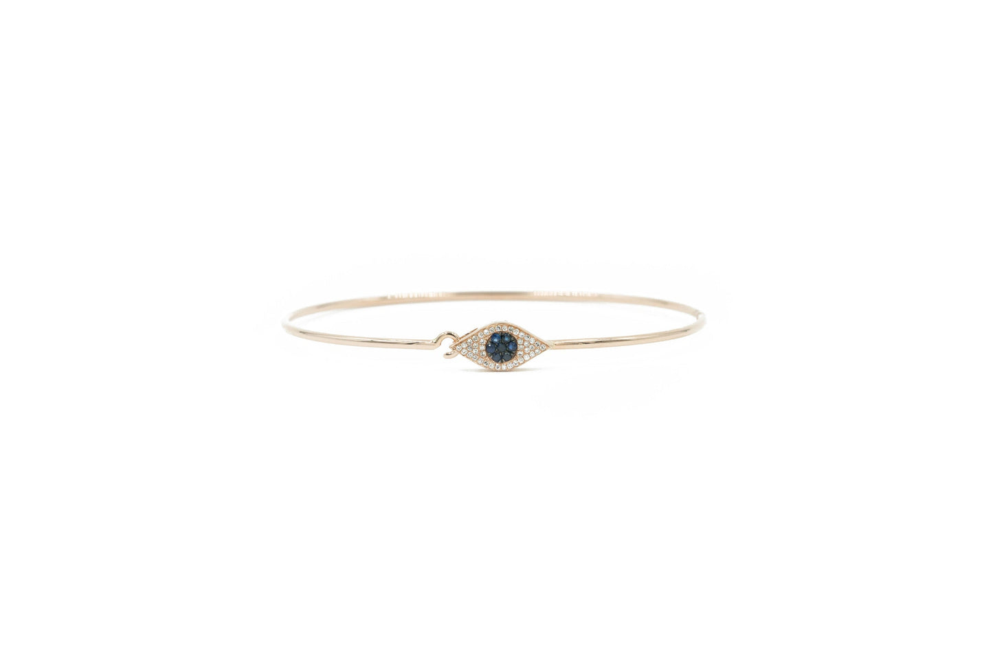 14KT Rose Gold Diamond Pave and Sapphire Pave Evil Eye Bracelet
