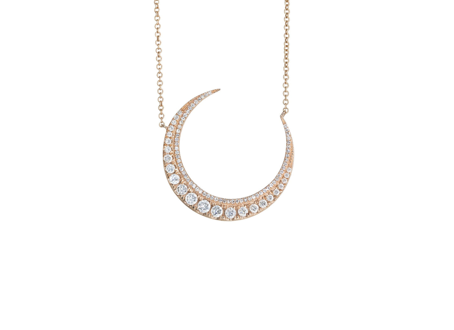 14KT Rose Gold Diamond Crescent Necklace