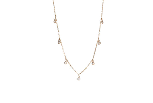 14KT Rose Gold Diamond Bezel Set Multiple Drop Necklace