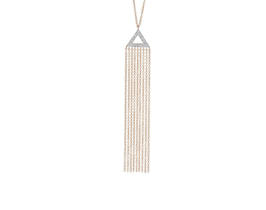 14KT Rose Gold Diamond Pave Triangle Fringe Necklace