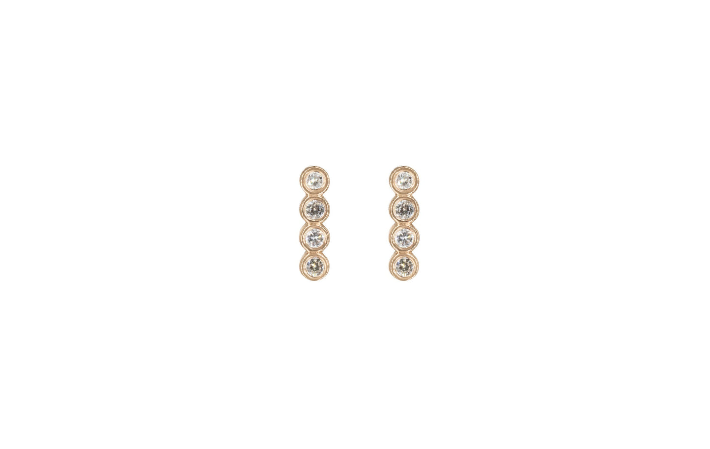 14KT Rose Gold Diamond Bezel Set Bar Earrings