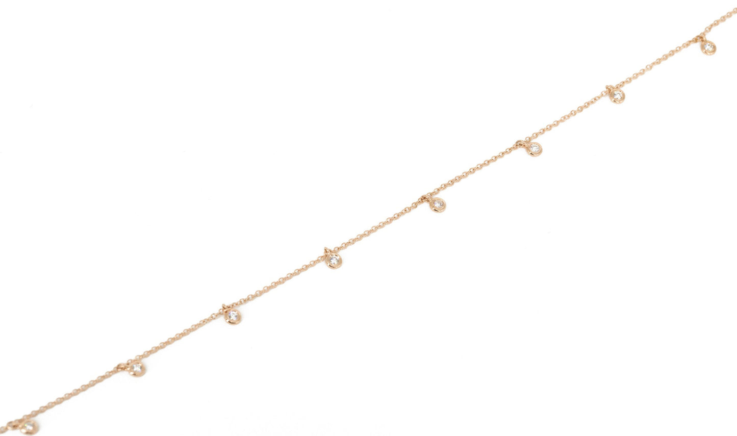 14KT Rose Gold Dangling Diamond Anklet