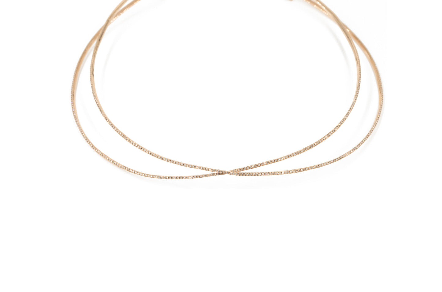 14KT Rose Gold Diamond Pave X Choker
